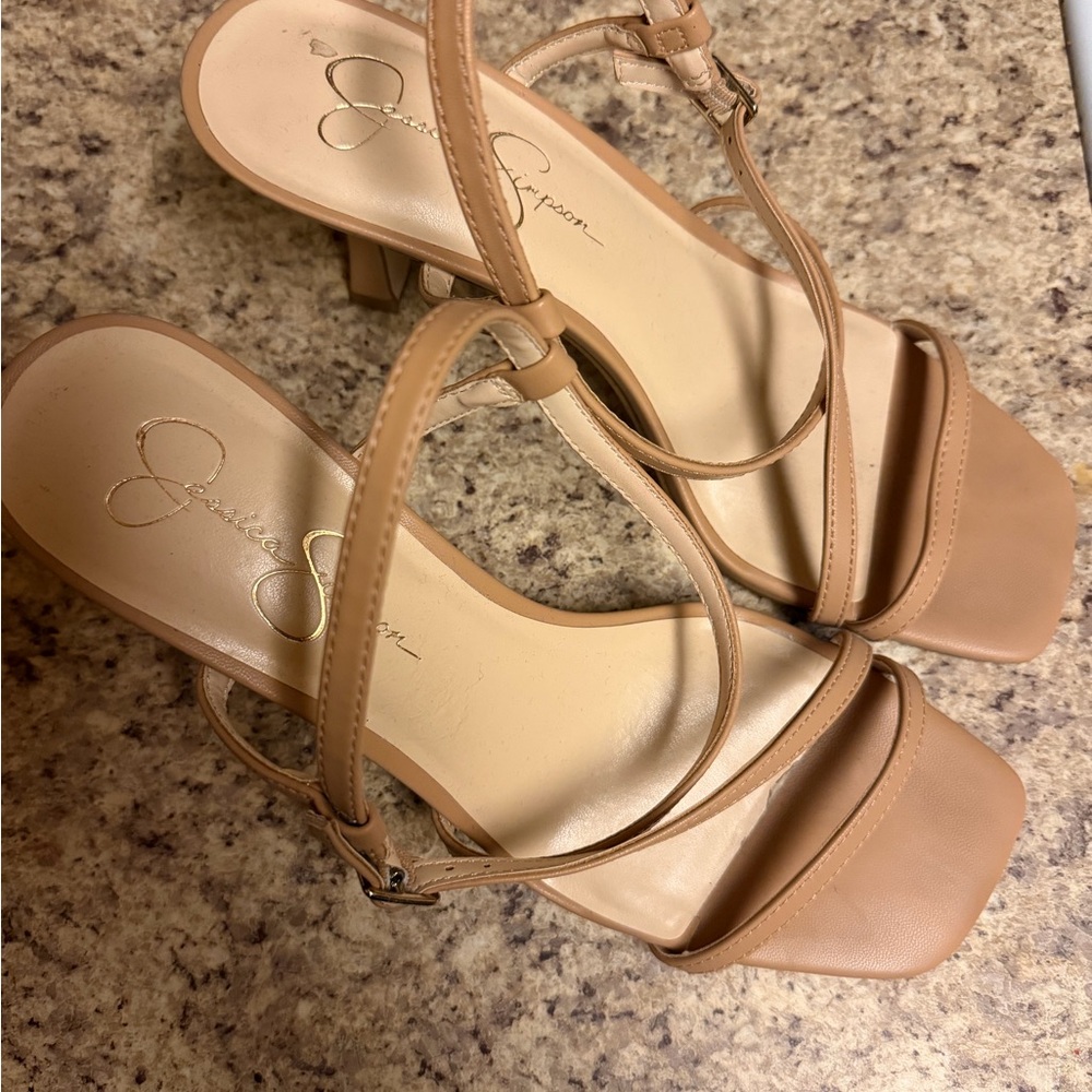 Jessica Simpson Nude Strappy Heels